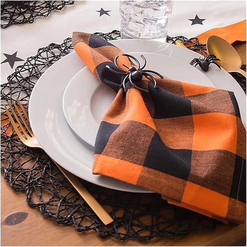 مناديل كتان بالطراز الاسكتلندي لهالوين 12 قطعة 40x40 سم ديكورات طاولة الطعام للمناسبات - Image 3